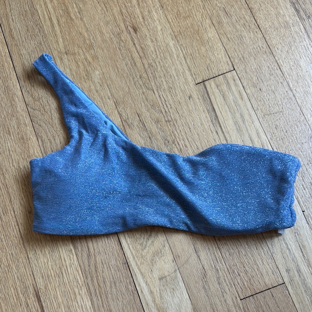 Blue One-Shoulder Bikini Top